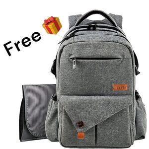 NWOT Hap Tim Multi-Function Large Baby Diaper Bag Backpack GREY FREE GIFT